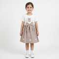 White & Khaki Girls Frock