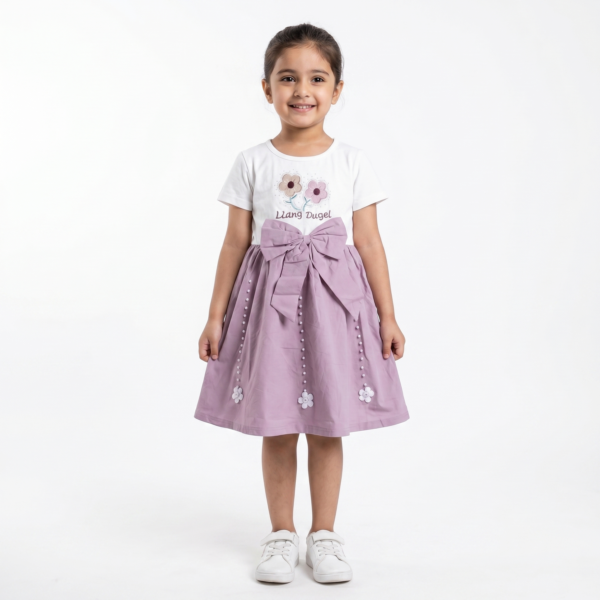 White & Lilac Girls Frock