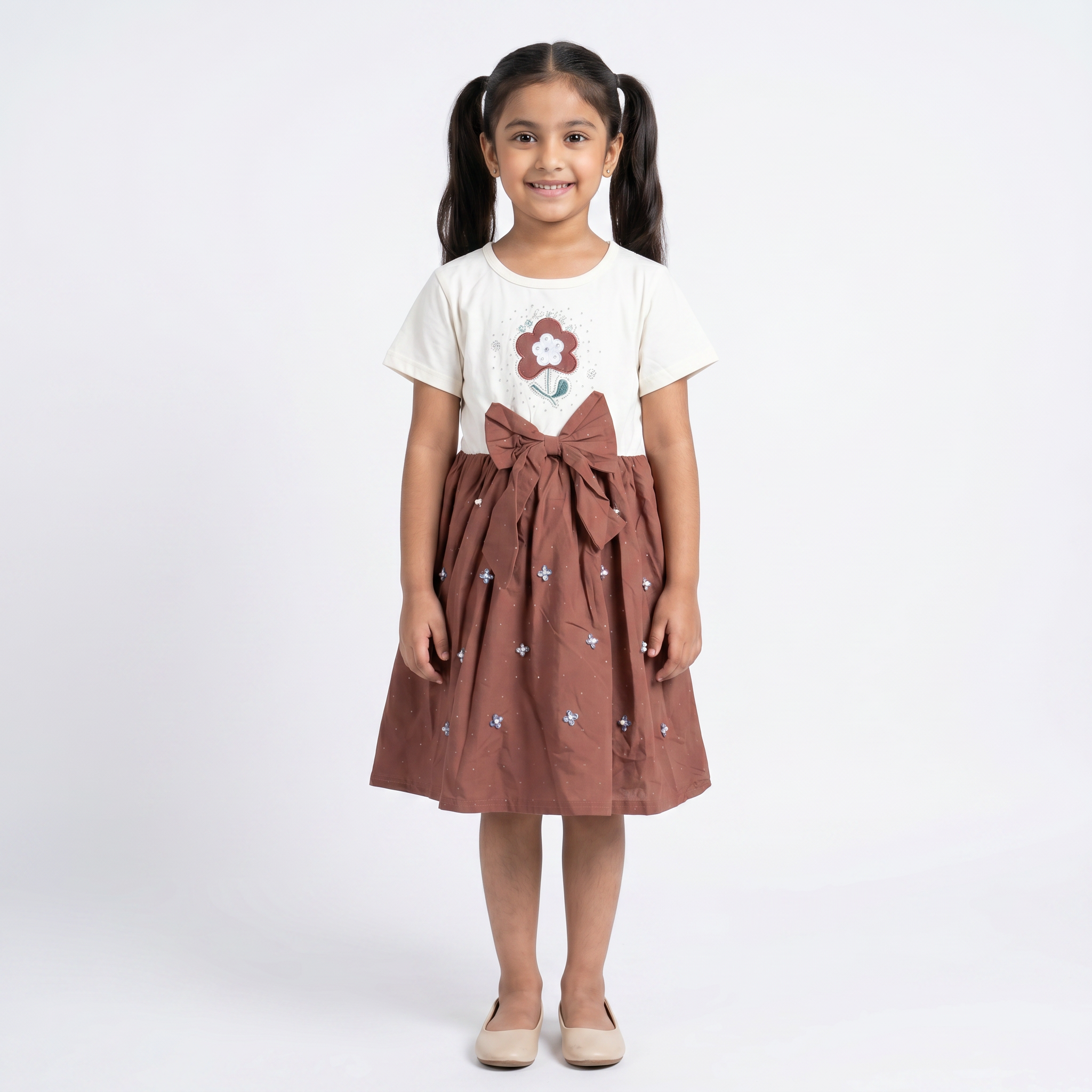 White & Brown Girls Frock