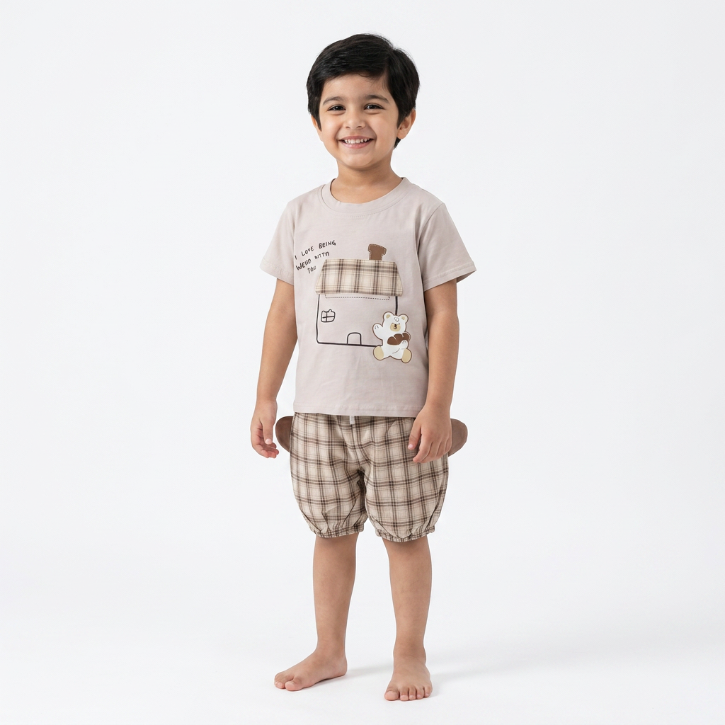 Light brown Short and Shirt for Boys