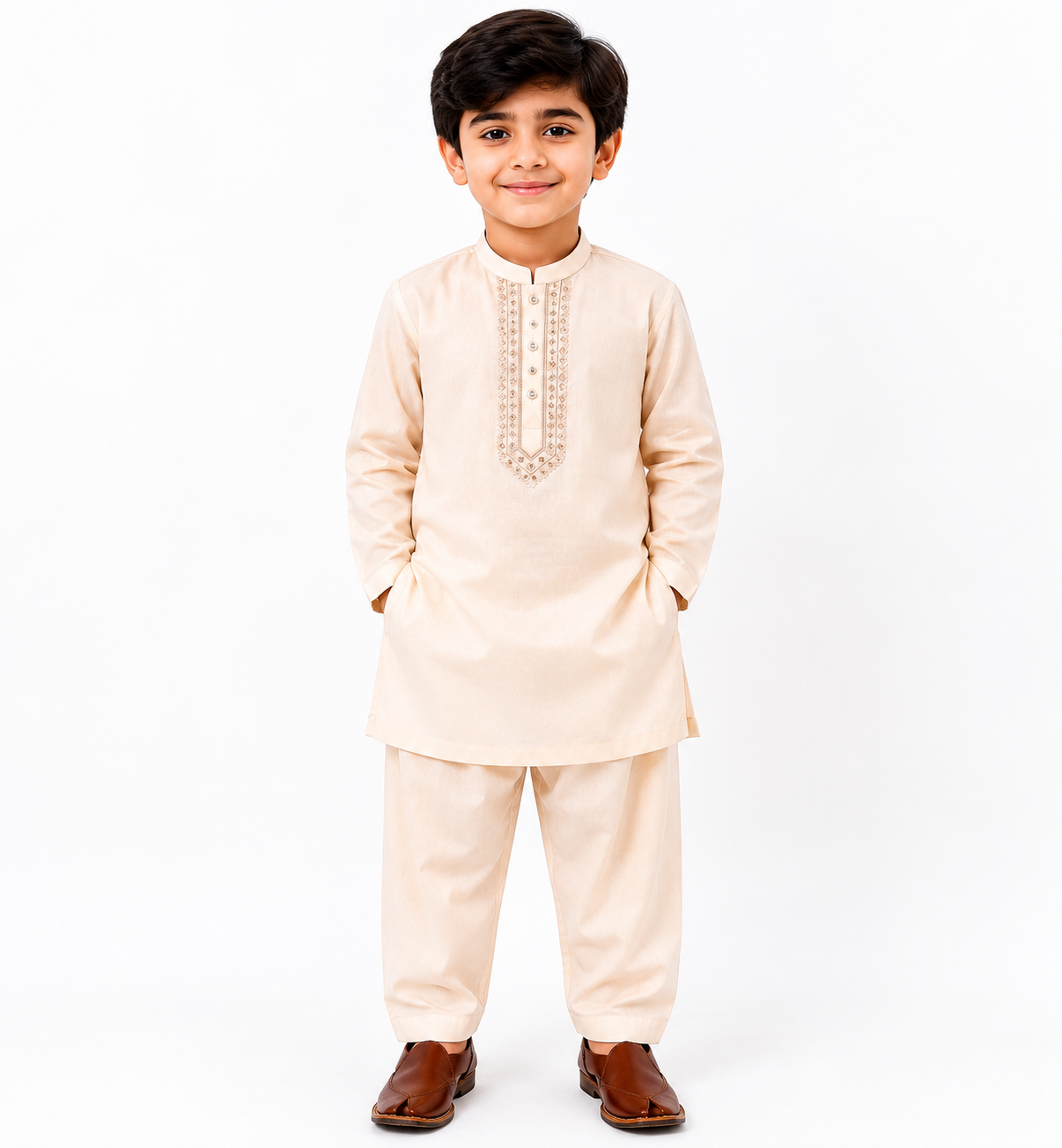 Light peach Kurta Trouser for boys