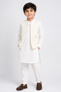White Kurta trouser with Waistcoat for Boys