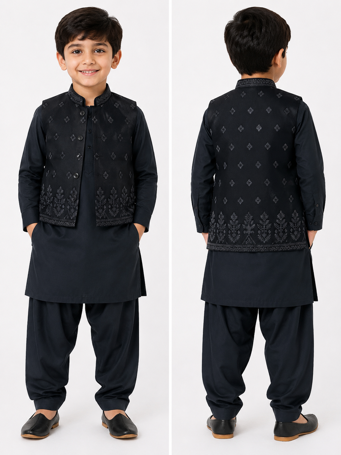 Black Kurta trouser with Waistcoat for Boys